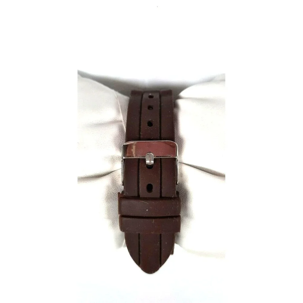 Bora Women's Watch Brown Numbers Silicone‎ Band Quartz Crystal Bezel Pre-owned